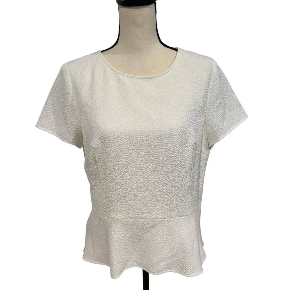 Talbots Petite NWT Ivory Cream Blouse Size 14P Short Sleeve